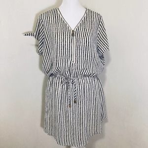 J for Justify Vertical Striped Zipper Dress Large